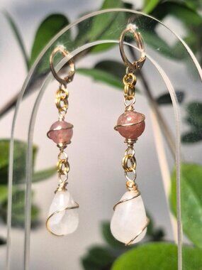Strawberry and Milky Quartz Earrings